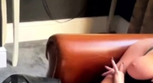 Red Hard-core stroking in a leather garb